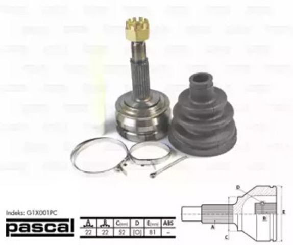 G1X001PC PASCAL ШРУС наружный передний купить в Запорожье