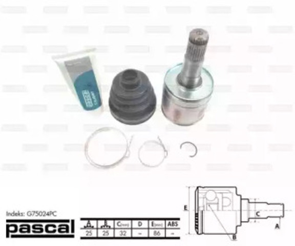 G75024PC PASCAL Шрус внутренний левый купить в Чернигов