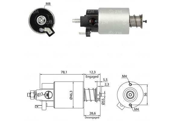 ZM1665 ZM Реле втягивающее стартера купить в Ирпень