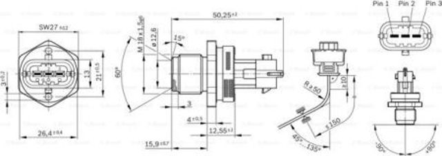 Регулятор давления топлива в топливной рейке 0281002907 BOSCH
