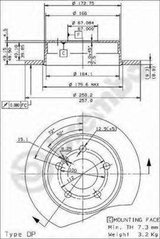 Задний дисковый тормоз 08473821 BREMBO