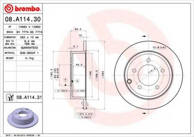 Тормозные диски 08A11431 BREMBO
