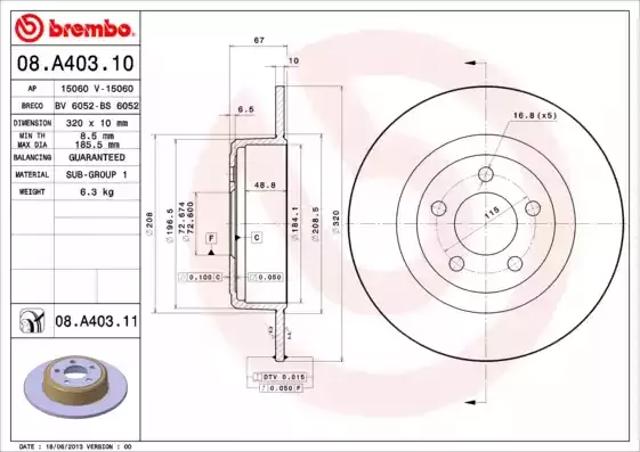 Ротор тормозной 08A40311 BREMBO