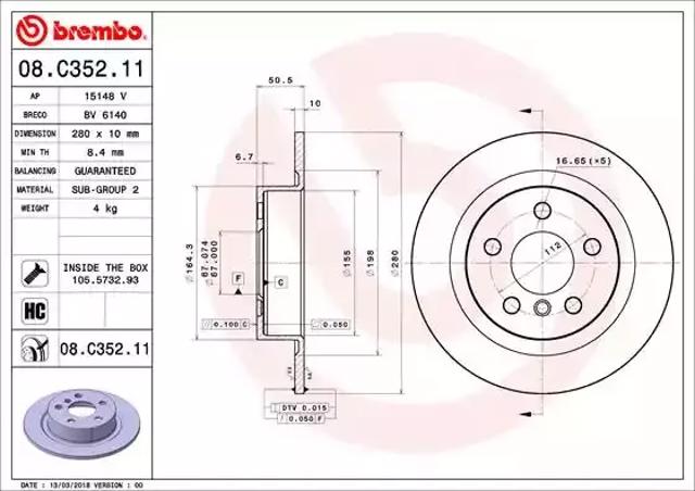 Задний дисковый тормоз 08C35211 BREMBO