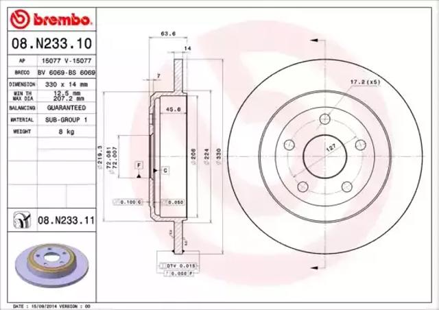 Тормозные диски 08N23311 BREMBO