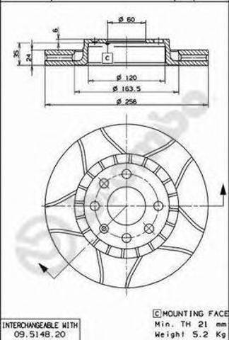 Диск тормозной передний 09514876 BREMBO