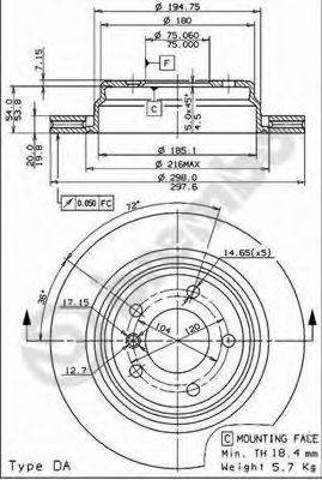 BREMBO 09684111 Диск тормозной задний в наличии Кривой Рог