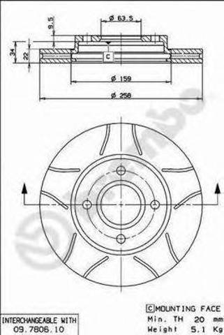 Диск тормозной передний 09780675 BREMBO