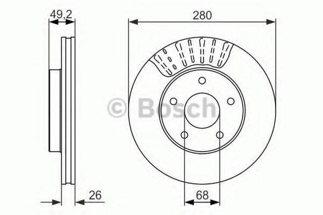 Диск тормозной передний 0986479678 BOSCH