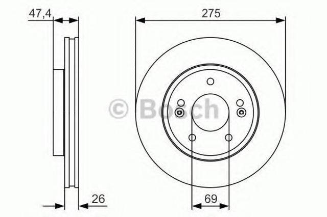 Передний тормозной диск 0986479R26 BOSCH