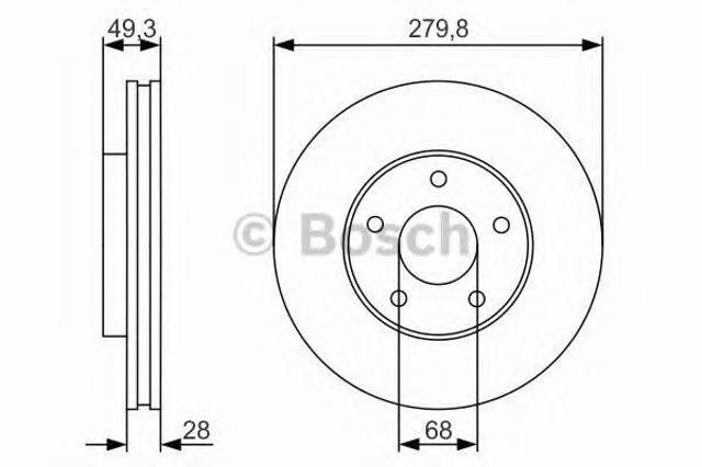 Передний тормозной диск 0986479R90 BOSCH