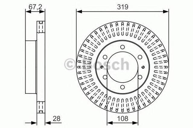 Диск тормозной передний 0986479T36 BOSCH