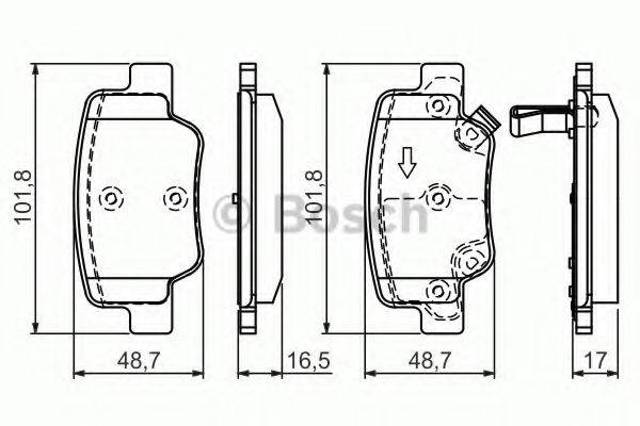 Задние дисковые колодки 0986494404 BOSCH