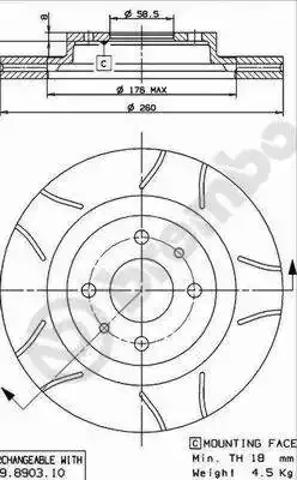Тормоз дисковый передний 09890375 BREMBO