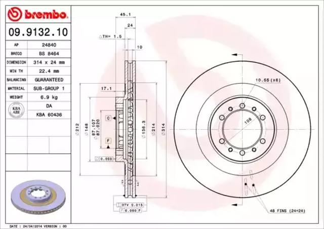 Передний тормозной диск 09913210 BREMBO