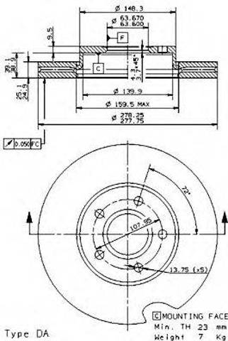 Передний тормозной диск 09946411 BREMBO