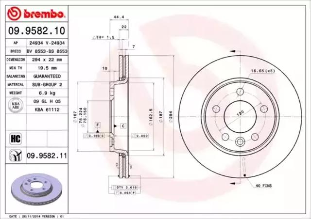 Задний тормозной диск 09958210 BREMBO