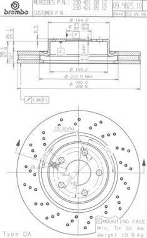Тормоз дисковый передний 09982511 BREMBO