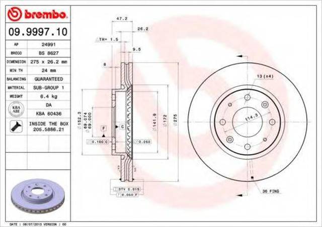 Тормоз дисковый передний 09999710 BREMBO
