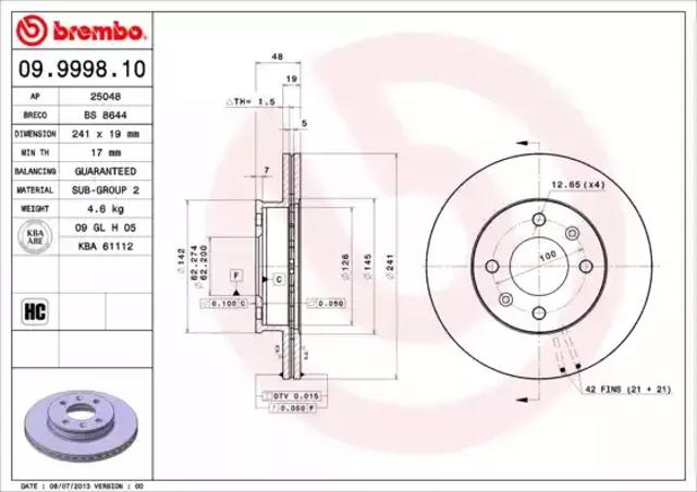 09999810 BREMBO Диск тормозной передний купить в Одесса