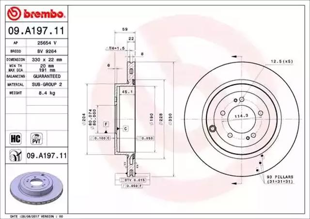 Задний тормозной диск 09A19711 BREMBO