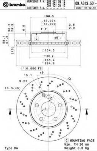 Диск тормозной передний 09A61351 BREMBO