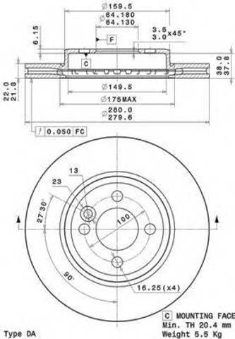 Передний тормозной диск 09A76111 BREMBO