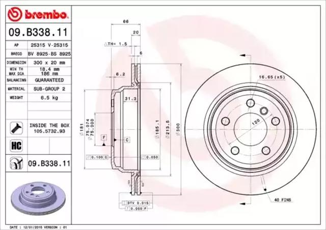 Тормозные диски 09B33811 BREMBO