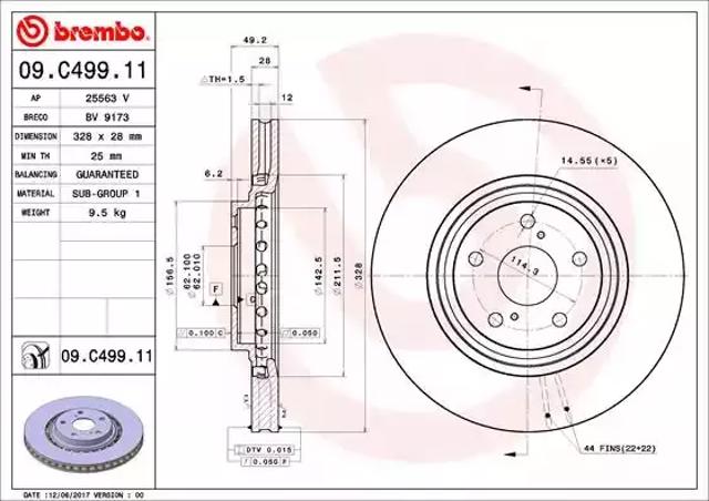 Тормоз дисковый передний 09C49911 BREMBO