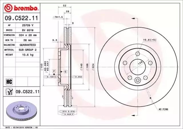 Ротор тормозной 09C52211 BREMBO
