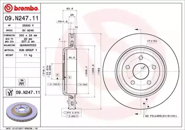 Тормозные диски 09N24711 BREMBO