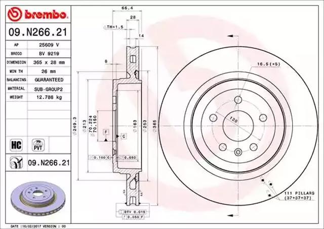 Задний дисковый тормоз 09N26621 BREMBO