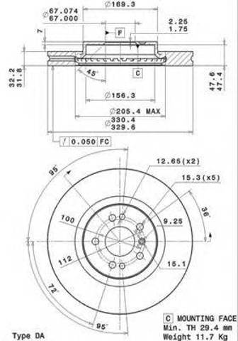 Тормоз дисковый передний 09R10411 BREMBO