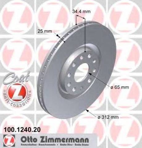 Передний тормозной диск 100124020 ZIMMERMANN