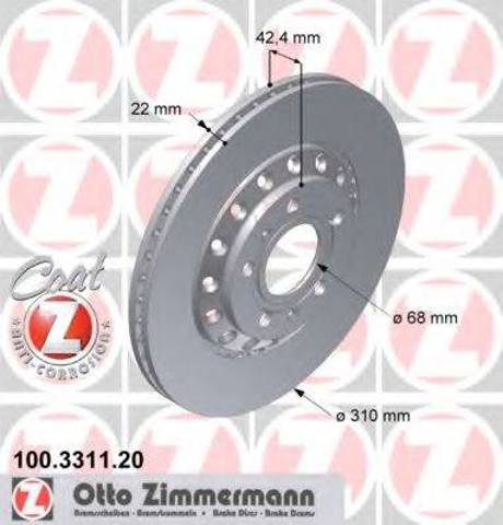 Дисковый тормоз 100331120 ZIMMERMANN