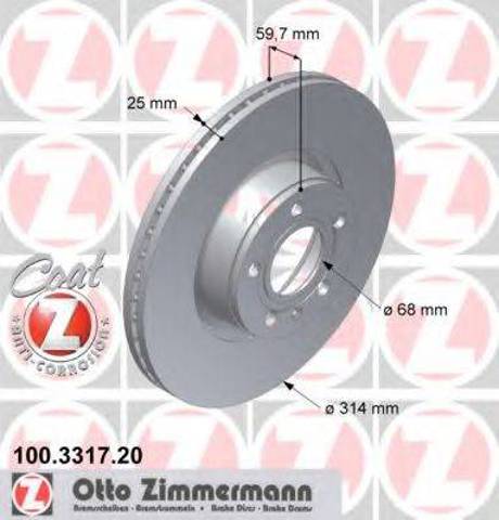 Диск тормозной передний 100331720 ZIMMERMANN