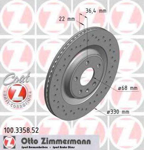 Диск тормозной задний 100335852 ZIMMERMANN