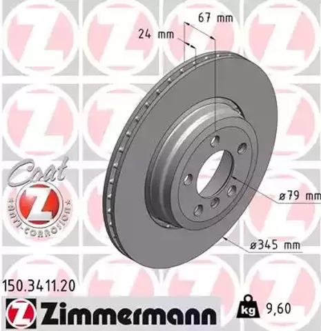 Задний дисковый тормоз 150341120 ZIMMERMANN