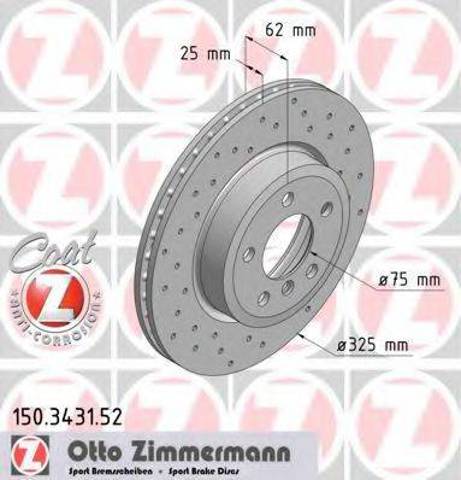 150343152 ZIMMERMANN Диск тормозной передний купить в Днепр