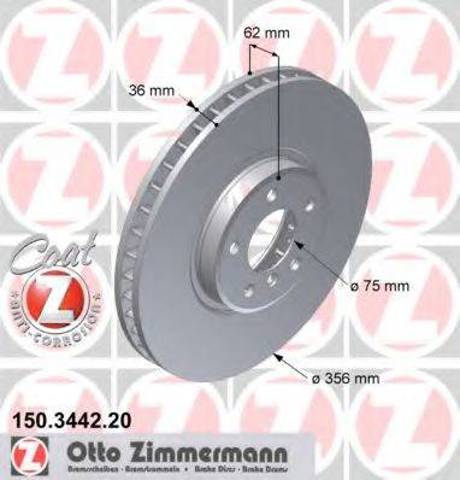 Передний тормозной диск 150344220 ZIMMERMANN