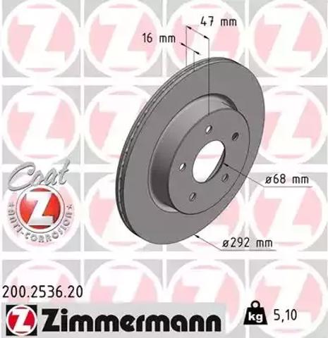 Диск тормозной задний 200253620 ZIMMERMANN
