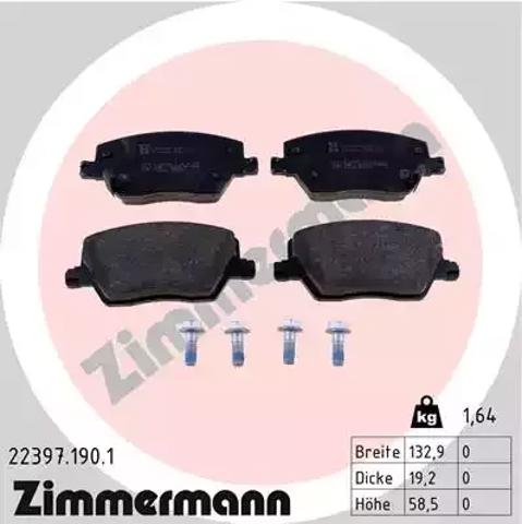 Передние тормозные колодки 223971901 ZIMMERMANN