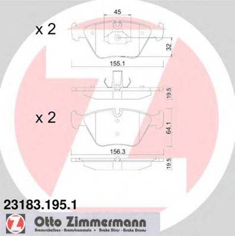 Передние тормозные колодки 231831951 ZIMMERMANN