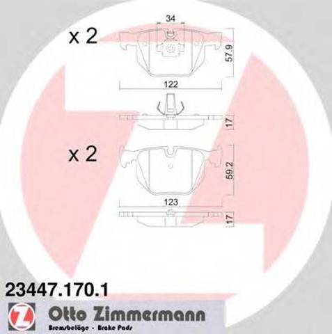 Колодки тормозные дисковые комплект 234471701 ZIMMERMANN