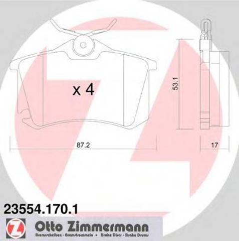 Колодки тормозные дисковые комплект 235541701 ZIMMERMANN