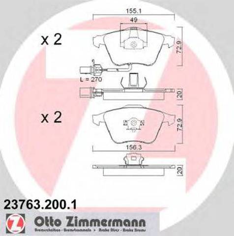 Колодки тормозные дисковые комплект 237632001 ZIMMERMANN