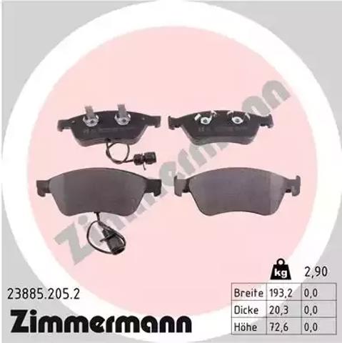 Колодки тормозные 238852052 ZIMMERMANN