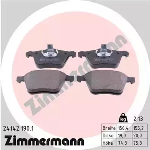 Колодки тормозные дисковые комплект 241421901 ZIMMERMANN