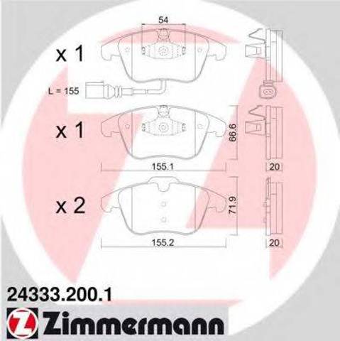 Колодки тормозные дисковые комплект 243332001 ZIMMERMANN