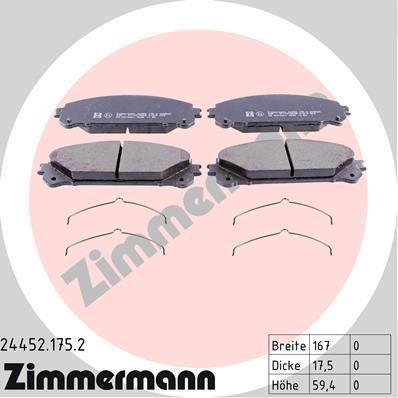 Колодки тормозные передние дисковые 244521752 ZIMMERMANN
